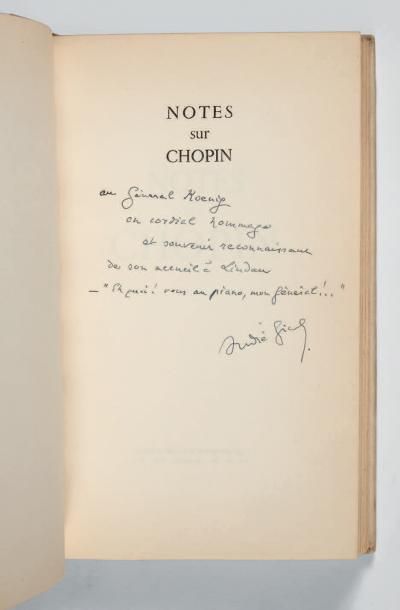 GIDE (André) Notes sur Chopin. Paris, L'Arche, 1948.
In-8 [223 x 137 mm] de 131 pp.,...