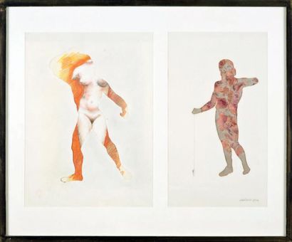 Stéphane Jasinski (1907-2000) Sans titre, 1982 Technique mixte et collages sur papier....