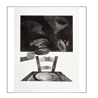 ANNE DYKMANS (née en 1952) 
Assiettes, 1973


Gravure sur papier, n°8/10


Signée,...