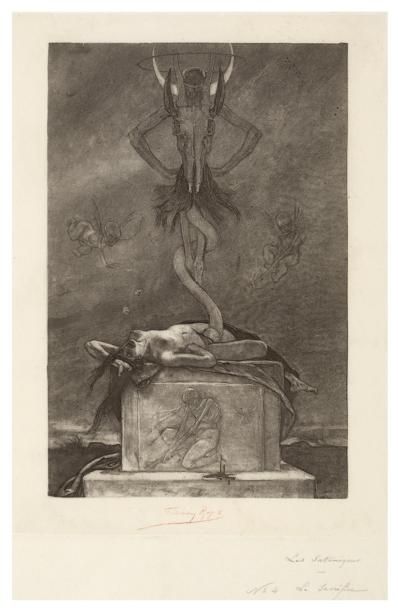 Félicien Rops (1833-1898) L'idole
Grande planche de la série des Sataniques
Signée...