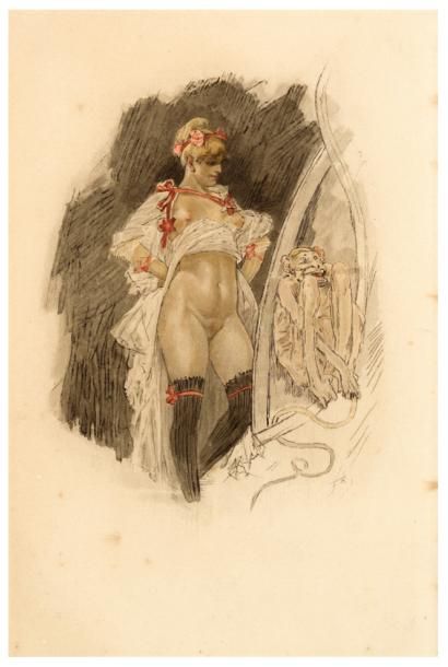 Félicien Rops (1833-1898) Impudence
Gravure originale en couleurs au repérage gravée...