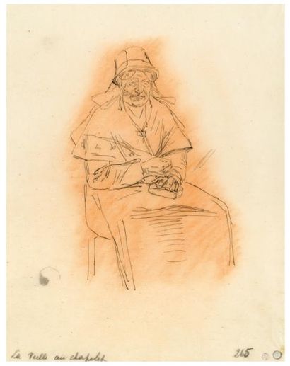 Félicien Rops (1833-1898) La vieille au chapelet
Encre et crayon sur calque.
Porte...
