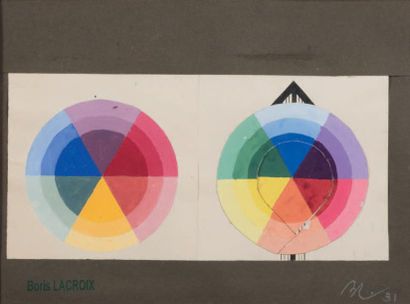 Boris LACROIX (1902-1984) Etude chromatique, 1931 Gouache sur papier. Tampon de l'atelier...