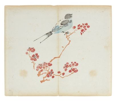 null Divers artistes Six pièces encadrées Pages de livre. XIXème siècle, Japon Pliures...