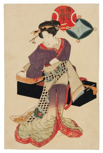 null Lot de : a - Gakutei Yashima (1786?-1868) Benten. La déesse Benten Elle est...