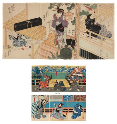 null Lot de : a - Kunisada Utagawa (1786-1864) Chushingura. Le drame des 47 ronin,...