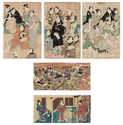 null Lot de : Kunisada Utagawa (1786-1864) a - Kabuki Kyogen so Zarai no zu Vue de...