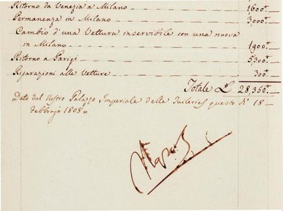 NAPOLÉON Ier (1769-1821) Général corse, Empereur des Français. Pièce signée « Napol...