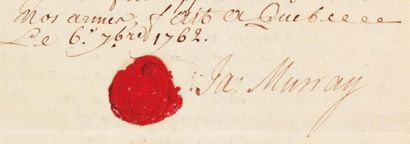 CANADA 1762 Contrat de mariage (copie certifiée de l'époque), 3 ½ pages in-folio...