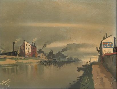 Gabriel FERRO (1903-1981) 
Quai de Seine, 1955
Huile sur toile, signée et datée en...