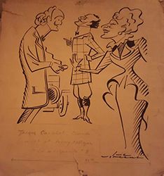 Jan Mara (1912-1992) 
Caricature de Jacques Castelot, Claude Sauvat, Mary Morgan...