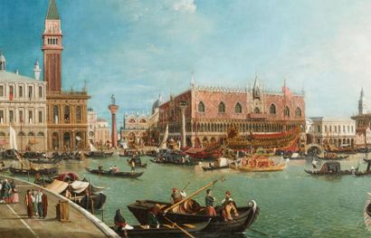 ÉCOLE ANGLAISE VERS 1800, ‘WILLIAM JAMES' Vue du bassin de San Marco depuis la pointe...