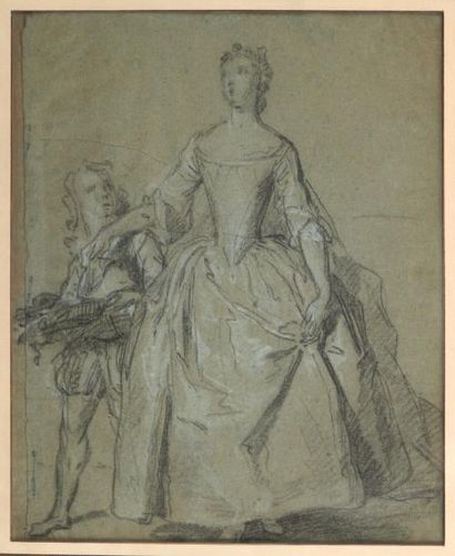 François de TROY (1645 - 1730) Portrait de femme en pied accompagnée d'un page
Pierre...