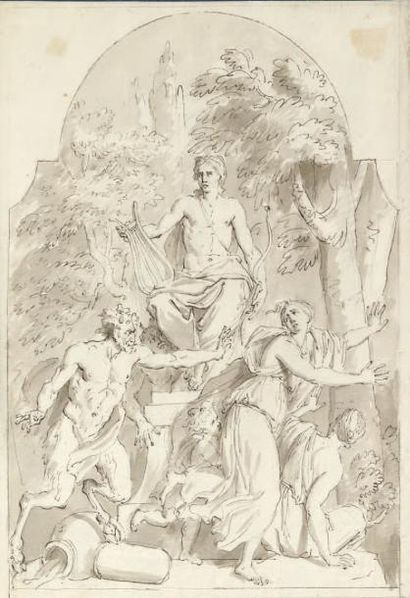 Ecole Flamande du XVIIIe siècle Quatre scènes d'Histoire Ancienne
Plume et encre...