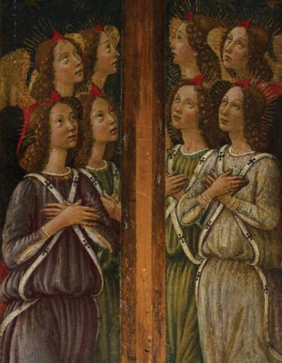 FRANCESCO BOTTICINI (FLORENCE VERS 1446 - 1498) Anges en prières
Paire de panneaux...