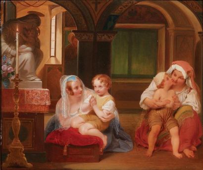 PHILIPPE - JACQUES VAN BREE (ANVERS 1786 - BRUXELLES 1871) Deux femmes et leurs enfants...