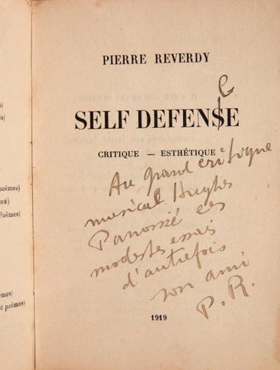 REVERDY, Pierre Self Defense. Critique - esthétique
Paris, [acheve d'imprimer a l'Imprimerie...