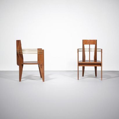 ANDRÉ SORNAY | 1902-2000 | France Rare paire de fauteuils modernistes
Acajou cloute,...