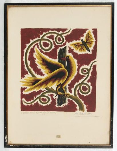 Jean PICART LE DOUX (1902-1982) Lithographie «l'oiseau sur la branche» épreuve d'artiste.
Signée...