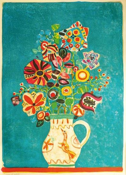 Paul AIZPIRI (Né en 1919) Bouquet Lithographie en couleurs. Signée et annotée épreuve...