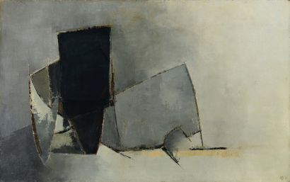 Alain de La Bourdonnaye (Né en 1930) Composition 1957. Huile sur toile. Signée et...