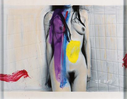 Nobuyoshi ARAKI (Né en 1940) Sans titre, 2003. Tirage argentique et peinture acrylique....