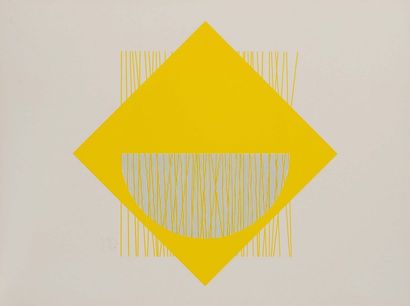 Jésus Rafael SOTO (1923-2005) Composition jaune. Sérigraphie en couleurs. Signée...