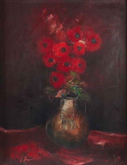 Raya-Sorkine (né en 1936) Vase de fleurs, 1978 Huile sur toile. Signée en bas à gauche...