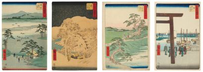 null Lot de Hiroshige Andô (1797-1858) : a - Mitsuke Tenryugawa Funawatashi La traversée...