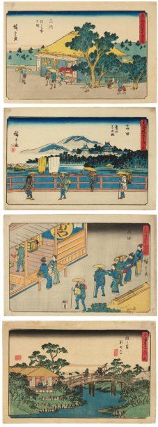null Lot de : a - Hiroshige Andô (1797-1858) Futagawa saru ga baba no zu La réserve...
