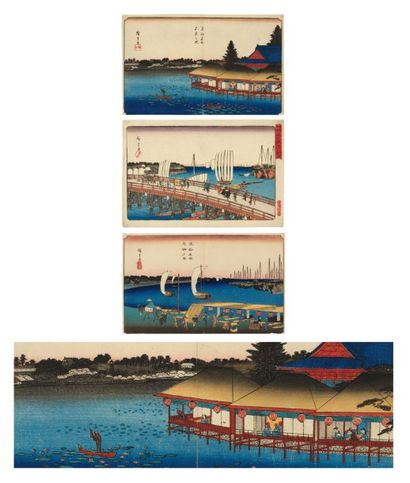 null Lot de : a - Hiroshige Andô (1797-1858) Shinobazunoiké. Lac de Shinobazu A Uéno...