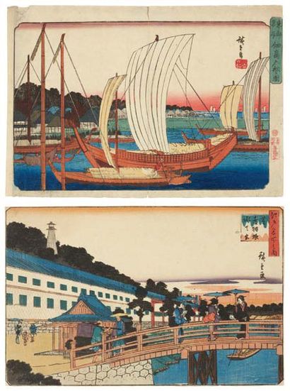 null Lot de : Hiroshige Andô (1797-1858) a - Shiba akabane suiten gu Sanctuaire Suiten...