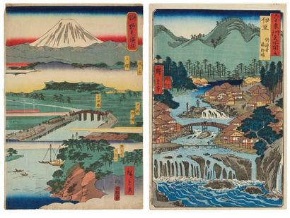 null Lot de : a - Hiroshige Andô (1797-1858) Izu shizenji tojiba. Une source thermale...