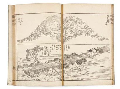 null Lot de 2 livres : a - Hokusai Katsushika (1760-1849) Ehon musashi abumi Livre...