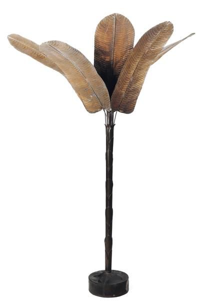 null Spectaculaire lampe palmier en acier. Vers 1930. H_270 cm