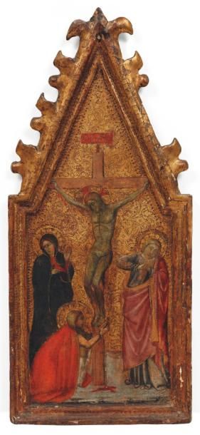 ECOLE ITALIENNE DU XVe SIÈCLE Madeleine au pied de la Croix Panneau (restaurations,...