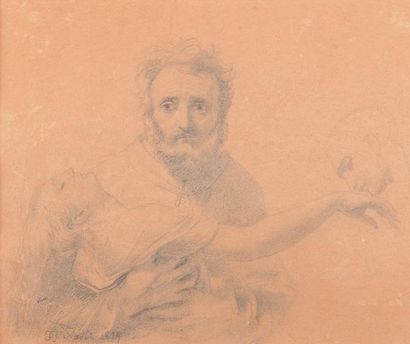 FRANÇOIS JOSEPH NAVEZ (1787-1869) Etude de vieil homme tenant une femme malade, 1829...