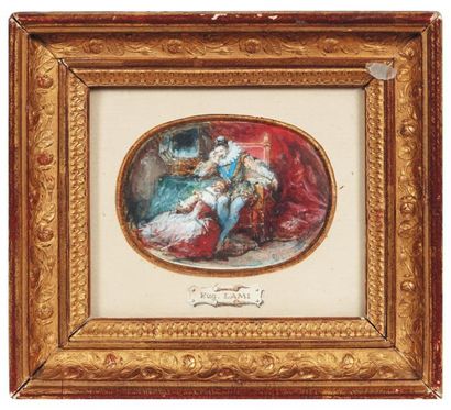 EUGÈNE LAMI (PARIS 1800-1890) Amy Robsart Aquarelle et gouache Monogrammé en bas...