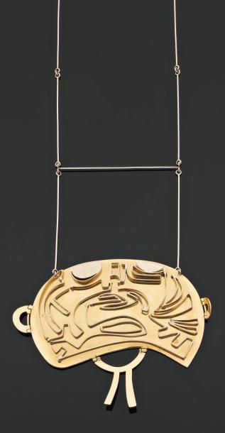 GIUSEPPE MIGNECO Long collier «Testa di Donna» 1972. Or. Pièce unique. Réalisé par...