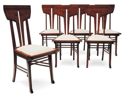 GUSTAVE SERRURIER-BOVY (1858-1910) Suite de six chaises « Margueritte » Dessinées...