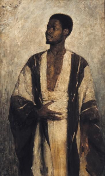 LOVIS CORINTH (1858-1925) Portrait d'Africain, 1884 Huile sur toile Signée, datée...