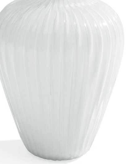 BAROVIER & TOSO Vase Verre blanc de Murano Étiquette à la base "Barovier Toso, made...
