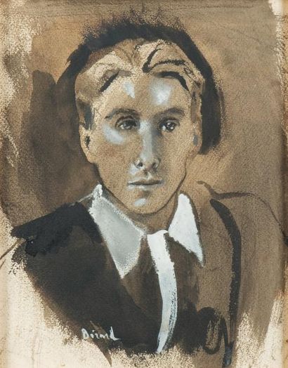 CHRISTIAN BÉRARD (1902-1949) Portrait de jeune homme Gouache et encre sur papier...