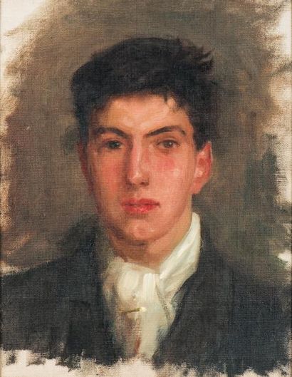 HENRY SCOTT TUKE (1858-1929) Portrait de Johnny Jackett Huile sur toile H_38,5 cm...