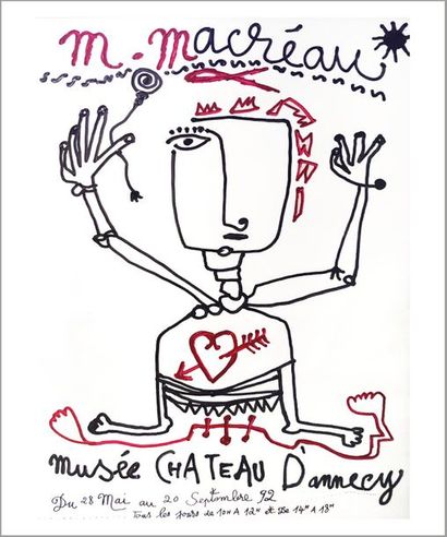 Michel MACRÉAU (1935-1995) 
Maquette de l'affiche de la première rétrospective Miche...