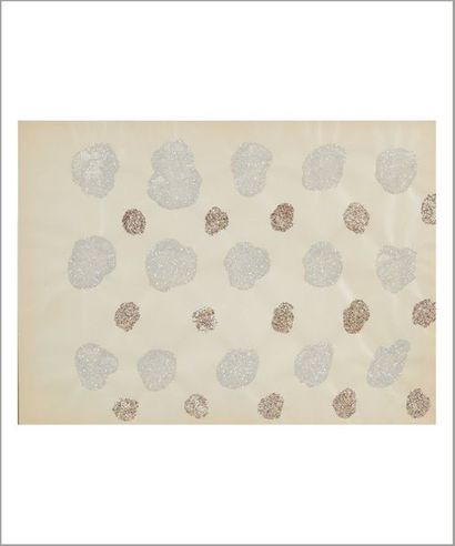 Robert MALAVAL (1937-1980) 
Perles de cristal, 1973
Paillettes sur papier.
Signé,...