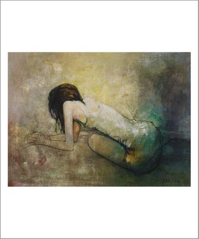 JEAN JANSEM (1920-2013) 
Femme allongée
Huile sur toile.
Signée en bas à droite.
Oil...