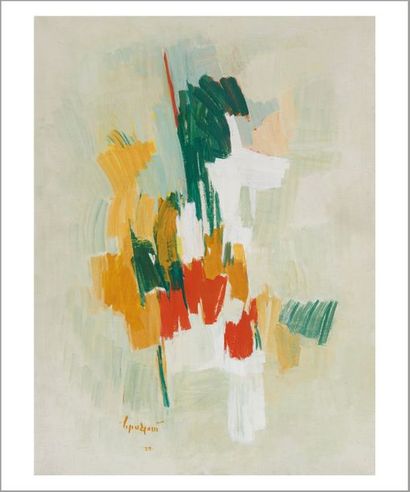 Moshe MOKADY (1902-1975) 
Composition, circa 1960-1962
Huile sur toile.
Signée et...