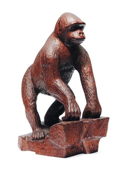 Gorille en bois sculpté H_35 cm L_26 cm P_15...