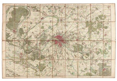 MAIRE (N.) Carte topographique des environs de Paris. Paris, J. Goujon, 1821. En...